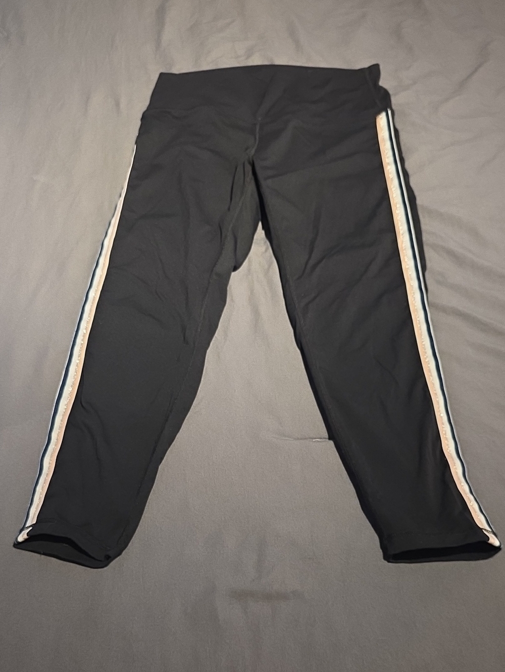 Zyia Active Black Women's Active Leggings with Side Contrast Stripes